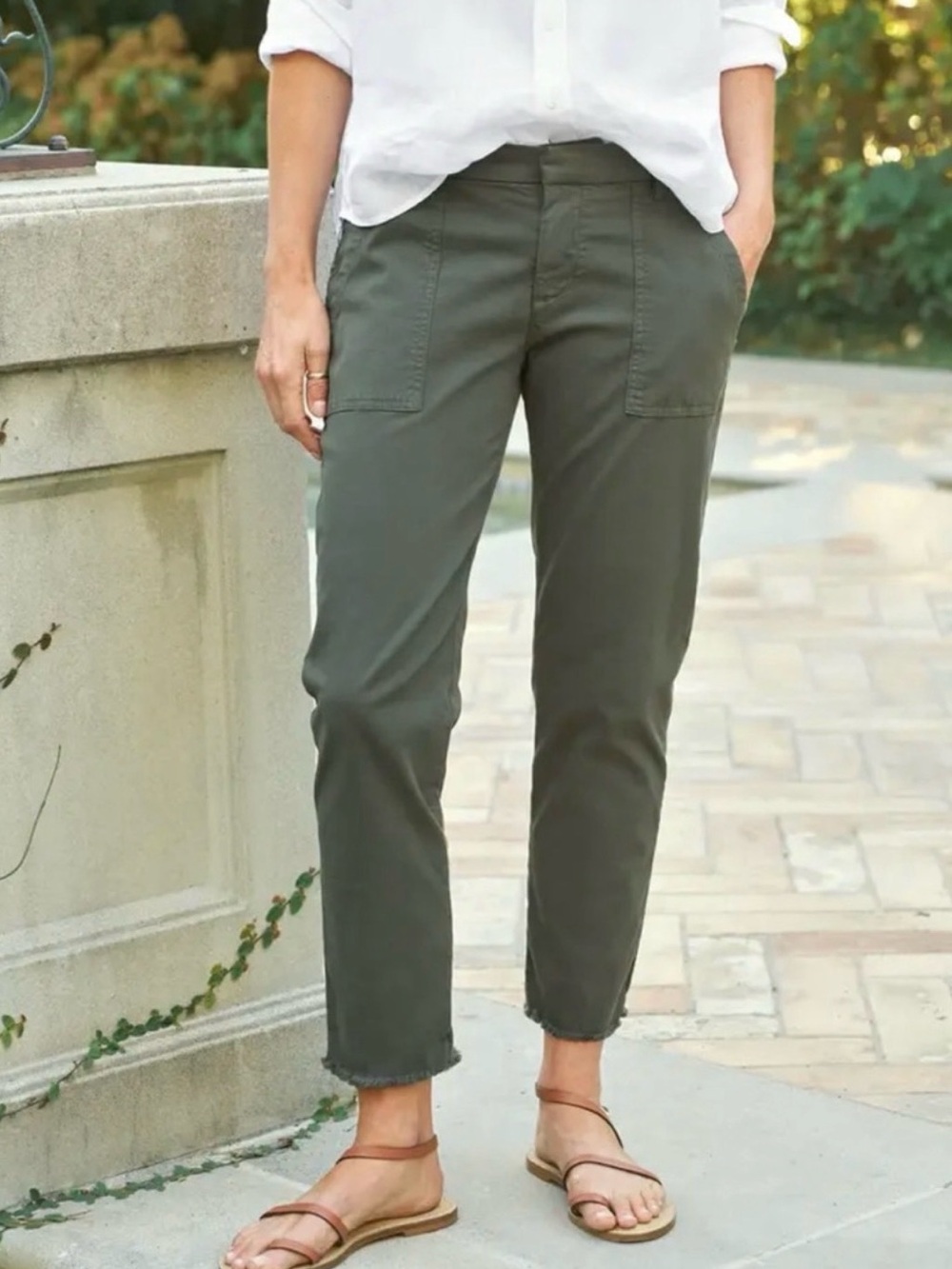 Frank & Eileen Blackrock Italian Twill Utility Pants Army Green Size 2